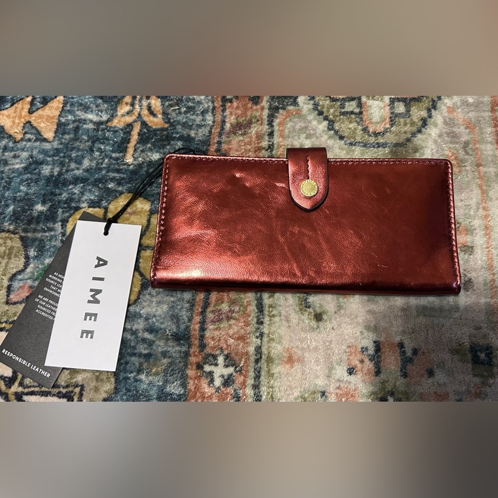 NWT AIMEE KESTENBERG METALLIC LEATHER WALLET